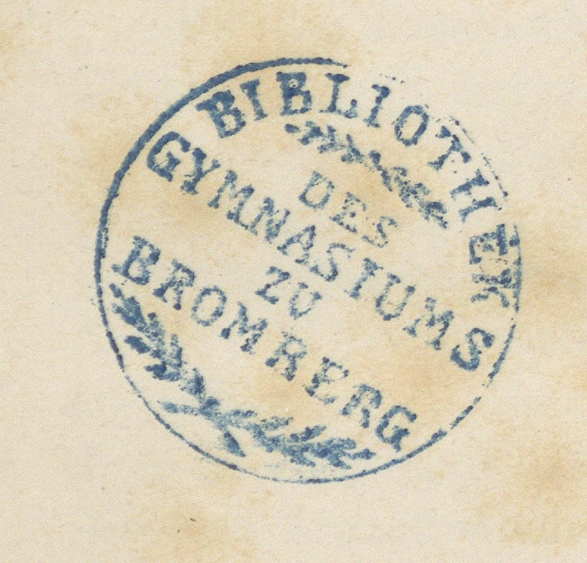 Miejskie Gimnazjum Męskie im. Mikołaja Kopernika w Bydgoszczy, pieczątka: Bibliothek des Gymnasiums zu Bromberg
