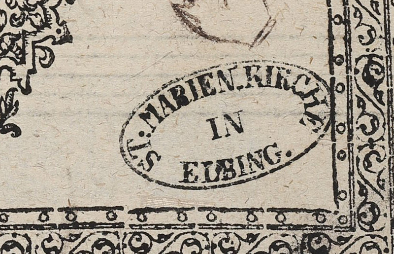 Kościół Mariacki w Elblągu, 2. Pieczęć owalna czarna: ST. MARIENKIRCHE IN ELBING