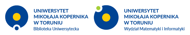 Biblioteka Uniwersytecka w Toruniu oraz Wydział Matematyki i Informatyki UMK - logotypy