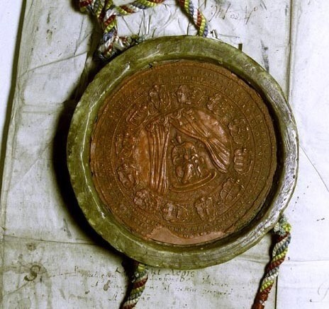 Pieczęć większa majestatowa króla Stefana Batorego z 1580 r., dostępne na strona Archiwum Głównego Akt Dawnych, na podstawie M. Gumowskiego, Pieczęcie królów…, s. 32