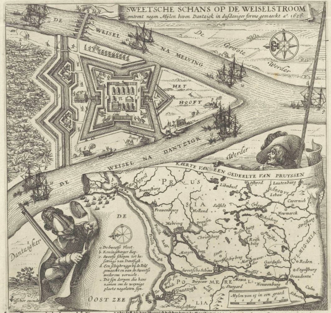 Szaniec Szwedzki nad Wisłą, wzniesiony w takiej formie około roku 1626, około dziewięciu mil powyżej Gdańska / Claes Jansz Visscher (1626-1652)