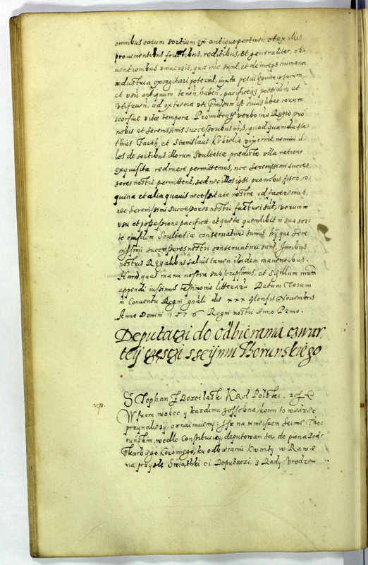 Uchwała sejmu Deputaci do odbierania czwartej części sejmu toruńskiego, na Sejmie Walnym w Toruniu 29 listopada 1576 r., s. 335,