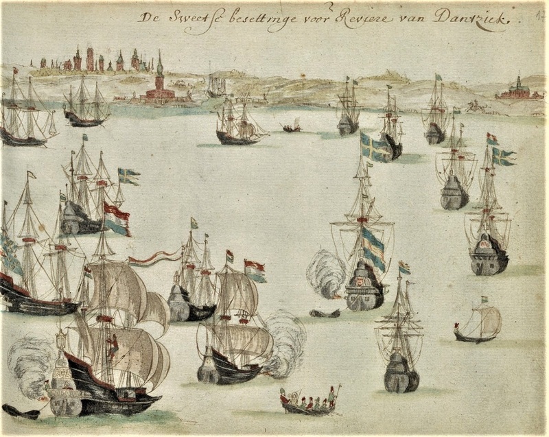 Blokada portu gdańskiego przez okręty szwedzkie w 1627 r. / Abraham Boote