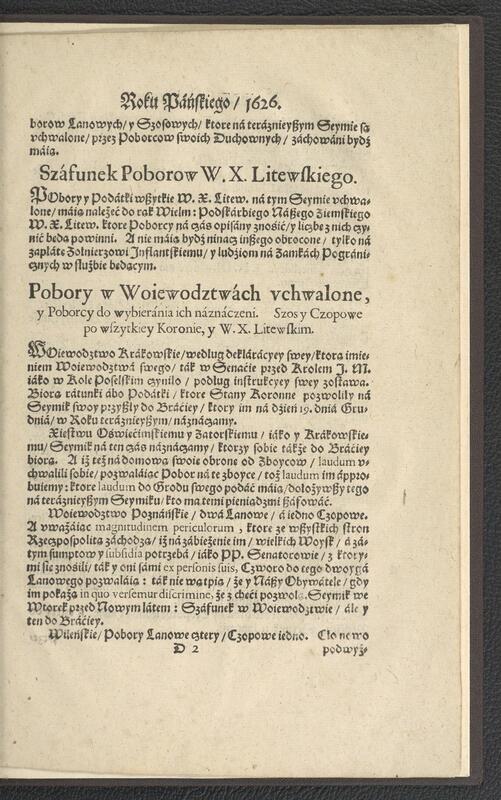 Vniwersał poborowy na Seymie Walnym Koronnym w Toruniu, Roku M.DC.XXVI. vchwalony (k. 10r)