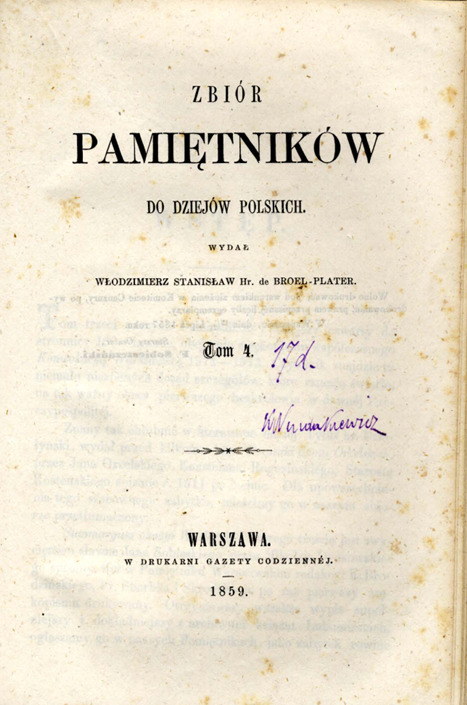 Zbiór pamiętników do dziejów polskich, t. 4, Warszawa 1858
