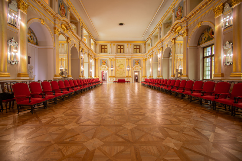 Sala Senatorska, Zamek Królewski w Warszawie – Muzeum, widok w stronę mapy Rzeczpospolitej