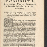 Pierwsza strona uniwersału poborowego Sejmu Toruńskiego 1626