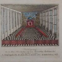 Sala Mieszczańska Ratusza Staromiejskiego przygotowana do złożenia hołdu królowi Stanisławowi Augustowi… / 1765