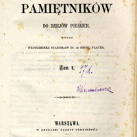 Karta tytułowa Zbioru pamiętników do dziejów polskich, t. 4, Warszawa 1858