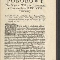 Vniwersał poborowy na Seymie Walnym Koronnym w Toruniu, Roku M.DC.XXVI. vchwalony